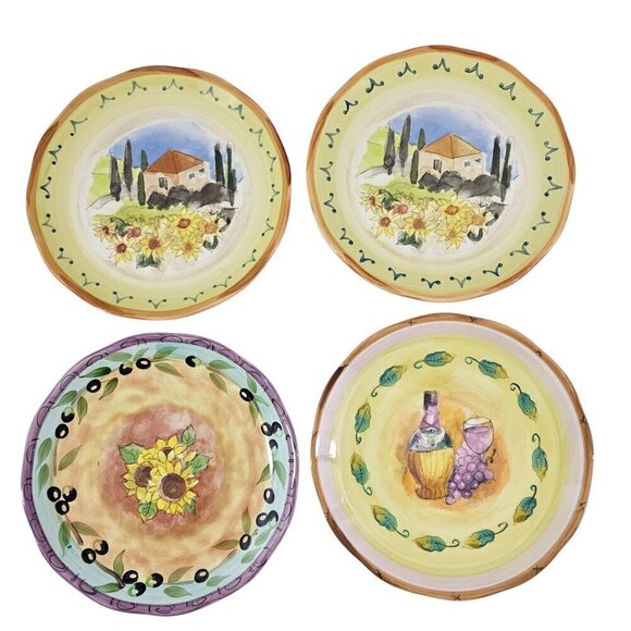 Sango Tuscan Gardens 3076 Sue Zipkin Ceramic Salad Luncheon Plates – Set of 4 - Picture 1 of 16